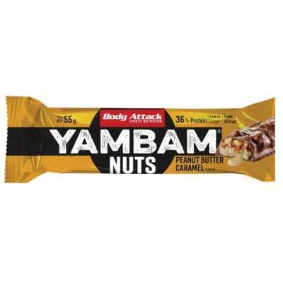 Body Attack YAMBAM NUTS Protein Riegel (15x55g) Brownie White Chocolate