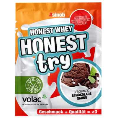Honest Whey+ Try 5x30g SAMPLES Schokolade Sahne